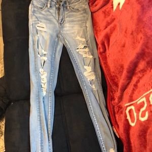 ripped, high waisted, skinny jeans